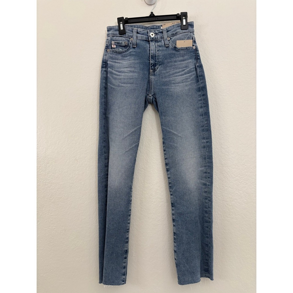 AG Adriano Goldschmied Mari Crop High Rise Slim Straight Jeans Blue Size 24 - Picture 5 of 8